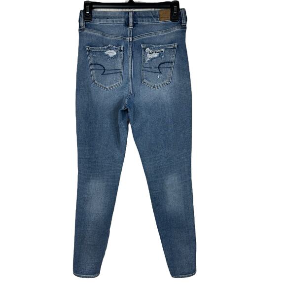 American Eagle SZ 4 Curvy Super Hi-Rise Jegging Jeans Distressed Stretch Dream - Picture 4 of 11